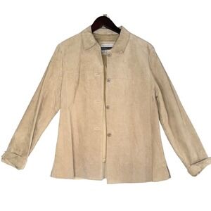 LORD & TAYLOR Tan Suede Leather‎ Jacket Women's Size L Classic Style